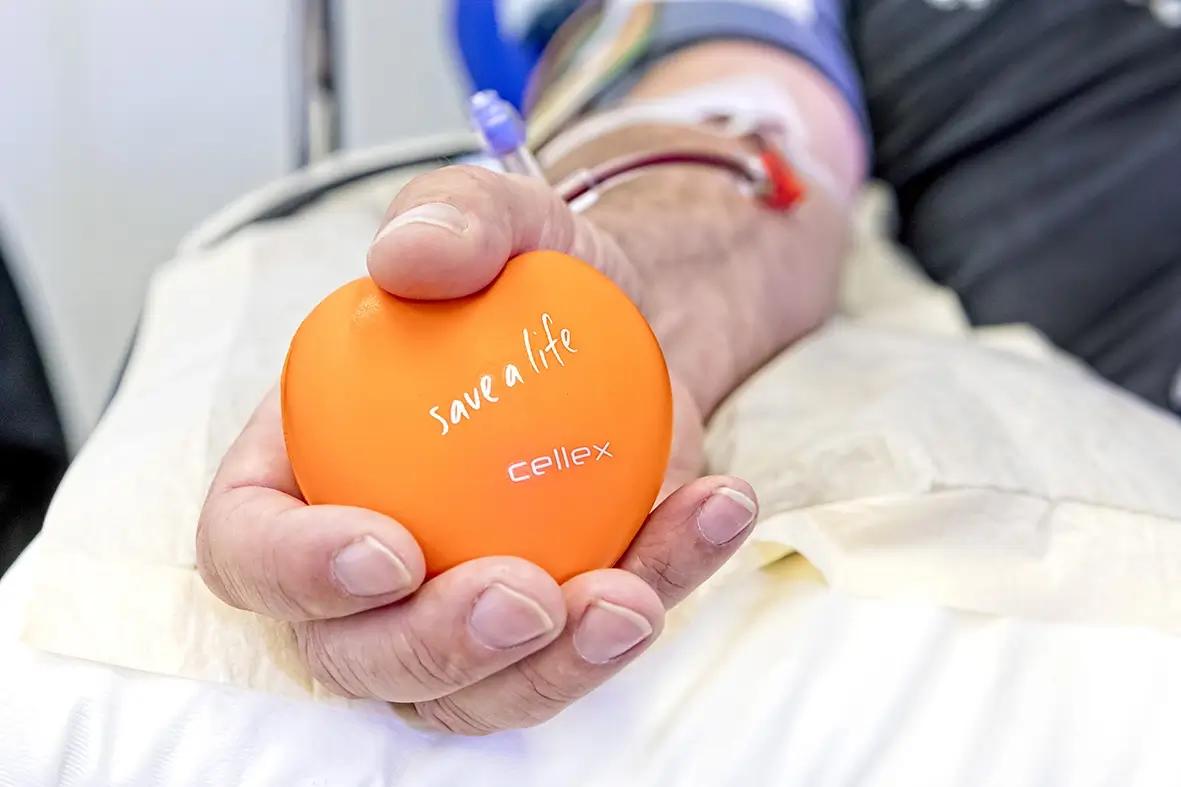 Patient during blood sampling